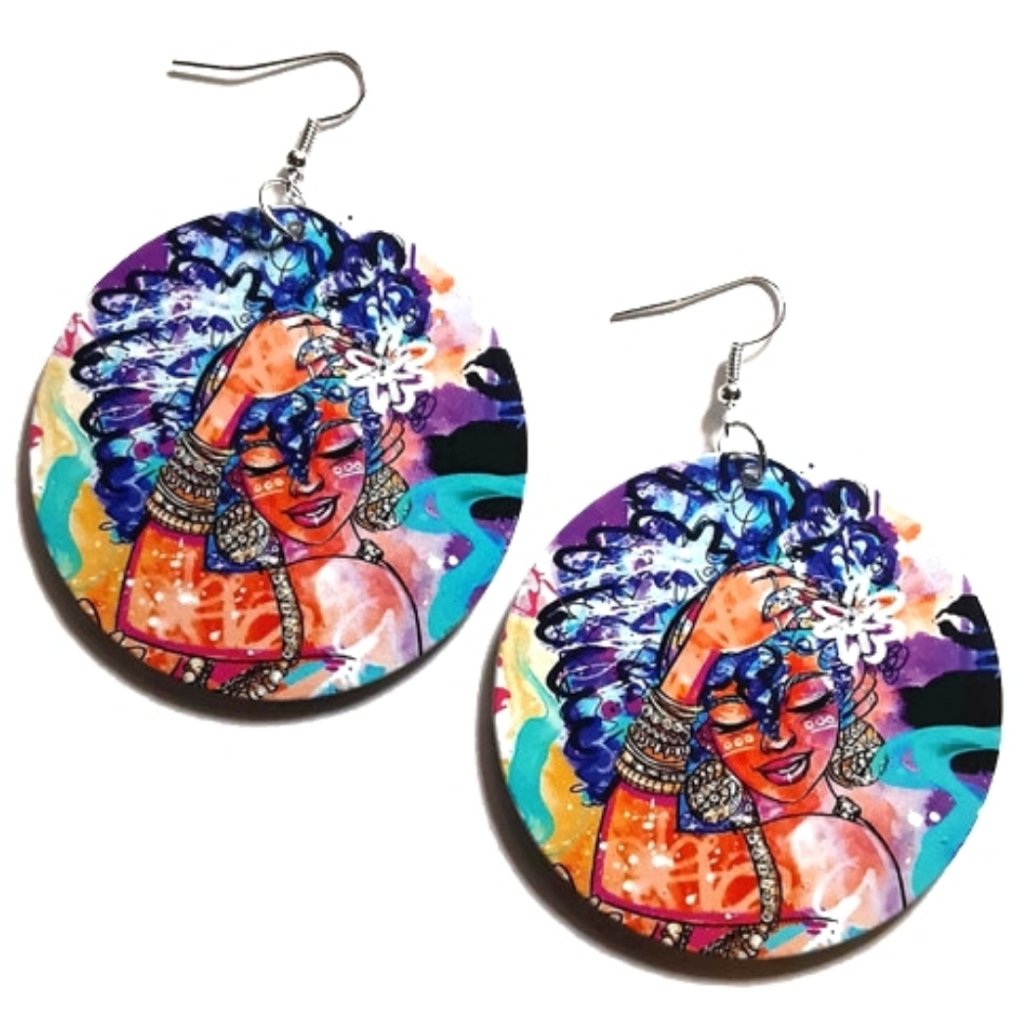 When The Music Hits Medium Statement Dangle Wood Earrings